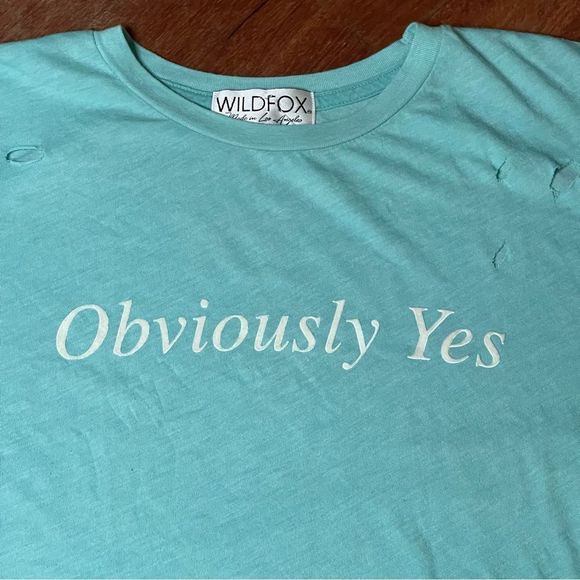 EUC Wildfox Obviously Yes Destroyed Graphic Short Sleeve Tee - Picture 11 of 15